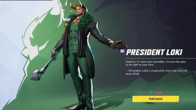 Loki's President Loki skin in Marvel Rivals.
