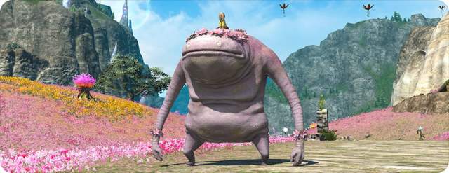 Peatie mount in a field of flowers in Final Fantasy XIV