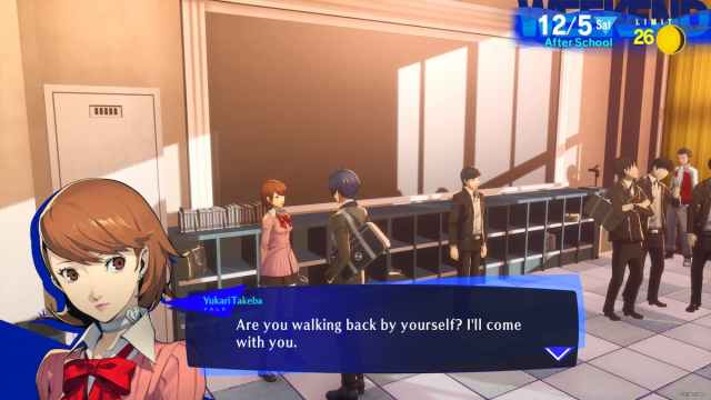 Yukari is talking to the main protagonist in Persona 3 Reload