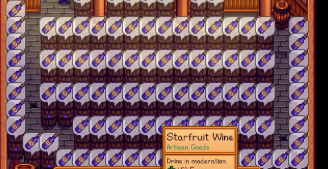 Image of kegs in Stardew Valley dropping wine.