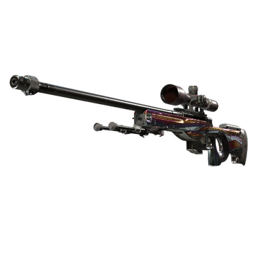 The AWP Chrome Cannon skin from CS2 which has a metallic paintjob that changes color based on its environment. 