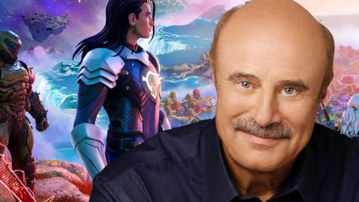 Dr Phil against a fornite splash art background