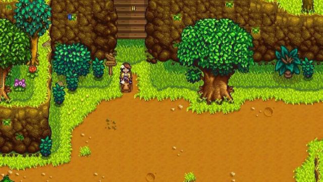 The player riding their horse near the pat the earthquake opened in Stardew Valley.