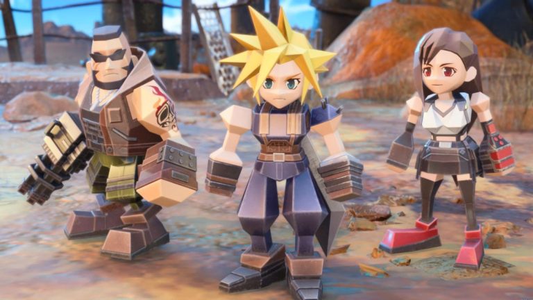 cloud, barret, and tifa in fort condor in final fantasy 7 rebirth