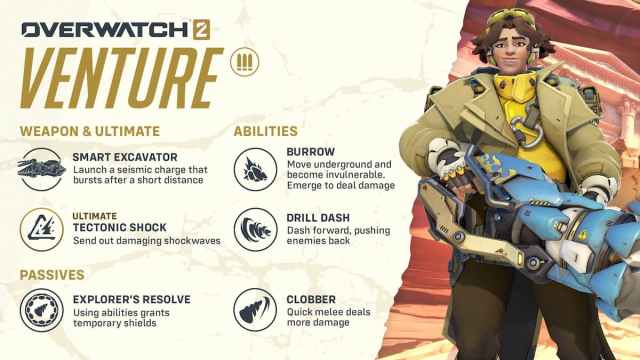 New OW2 hero Venture's ability kit