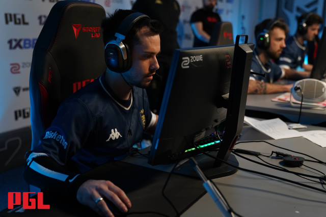 JUST, a player for KOI, sits at his PC playing CS2 at the PGL Copenhagen Major EU RMR.