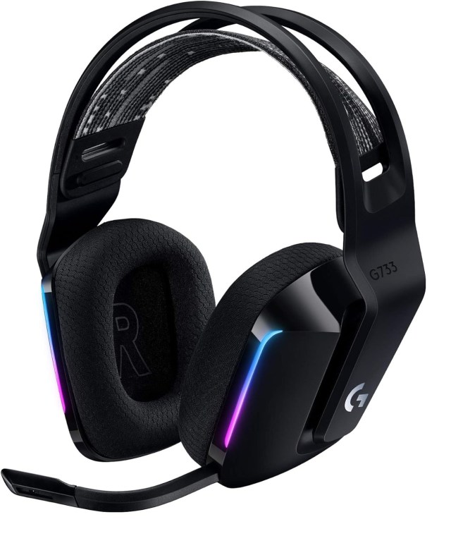 Logitech G733 Lightspeed Wireless headset on white background