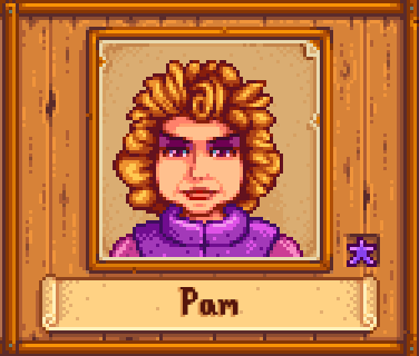 Pam in Winter in Stardew Valley.