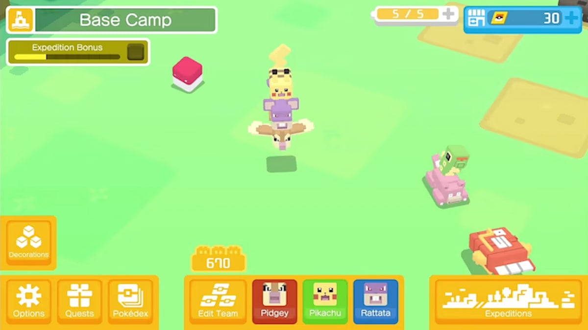 The basecamp in Pokémon Quest.