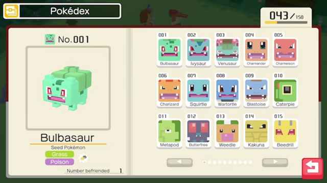 Pokémon Quest's pokédex