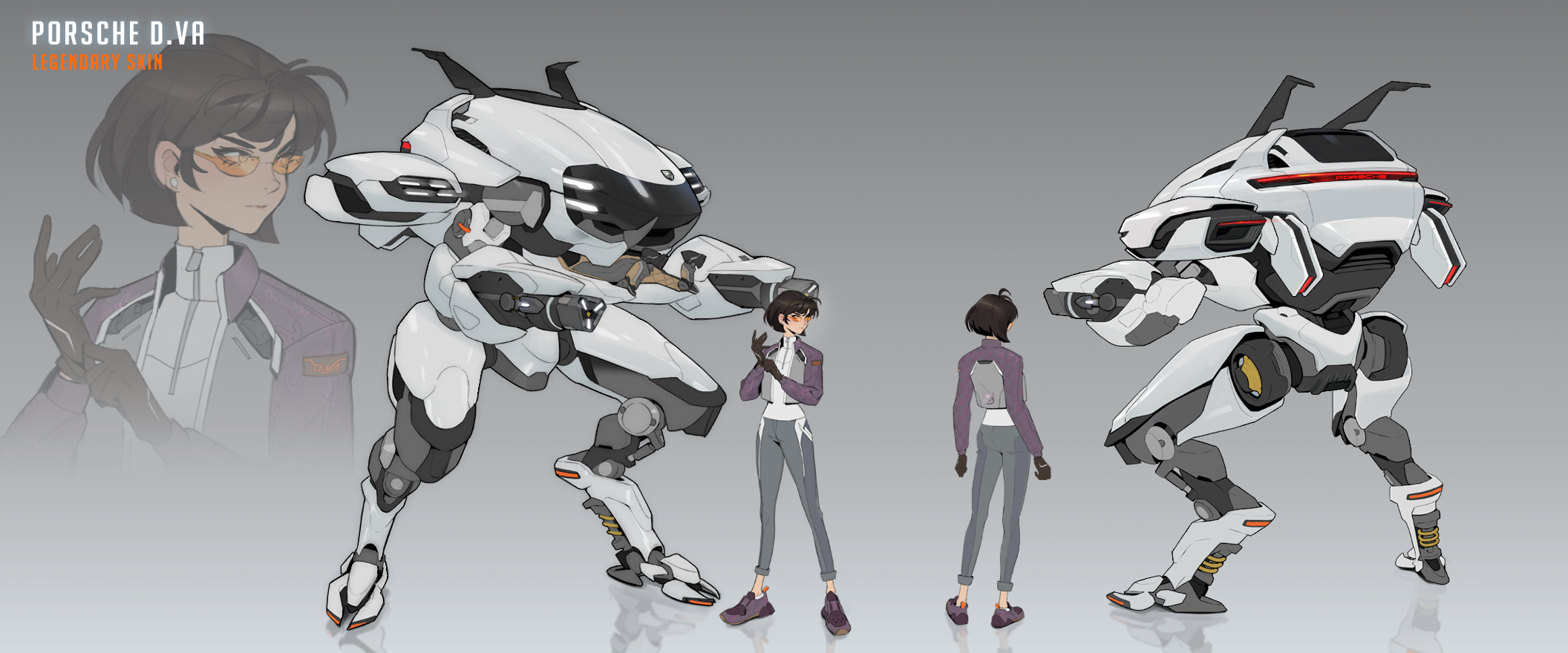 Porsche D.Va concept art, featuring the front and back of the new Porsche skin.