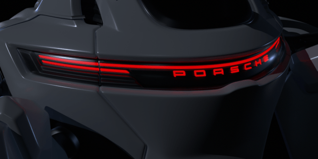 The Porsche logo on the rear of D.Va's mech in Overwatch 2
