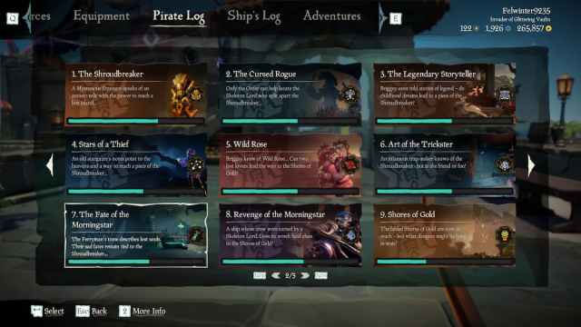 Sea of Thieves Tall Tale page in the Pirate Log