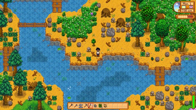 Riverland farm layout in Stardew Valley.