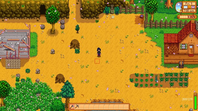 Standard farm plot in Stardew Valley.