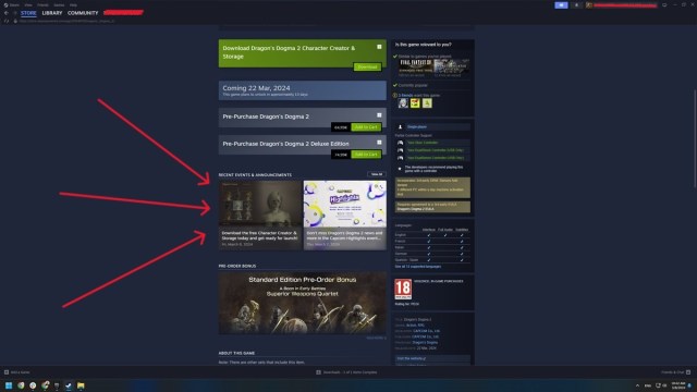 Dragon's Dogma 2 steam page