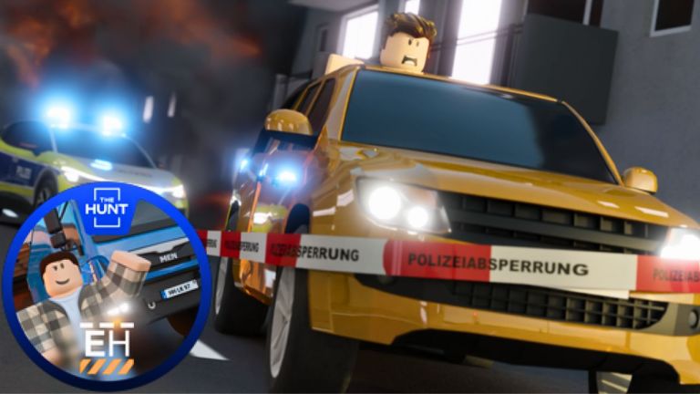 A criminal running from the police in emergency hamburg roblox with the truck hunter badge