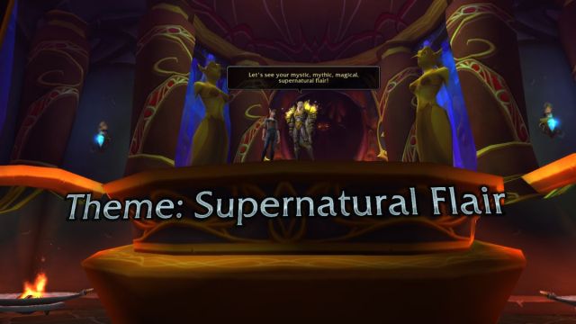Transmog theme in Trial of Style World of Warcraft displayed on stage.