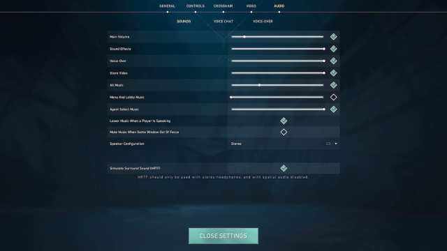 Sound settings in VALORANT