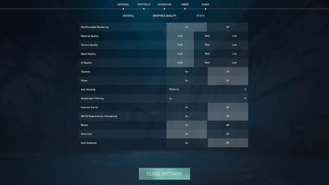 Graphics settings in VALORANT
