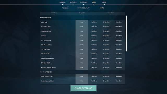 VALORANT stats settings