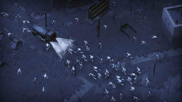 A horde of zombies is attacking a a truck in Infection Free Zone