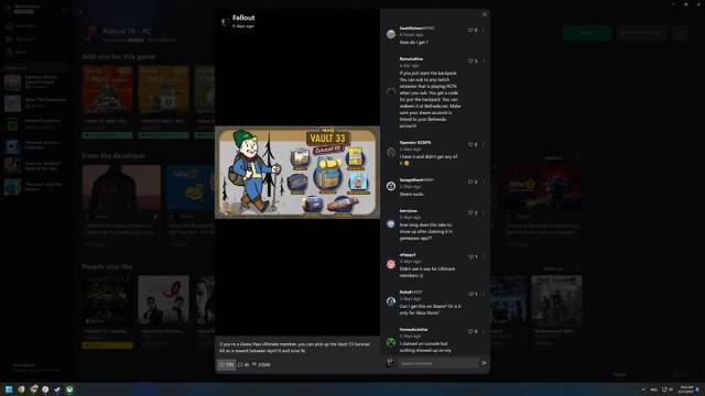 Game Pass Ultimate benefits in Fallout 76