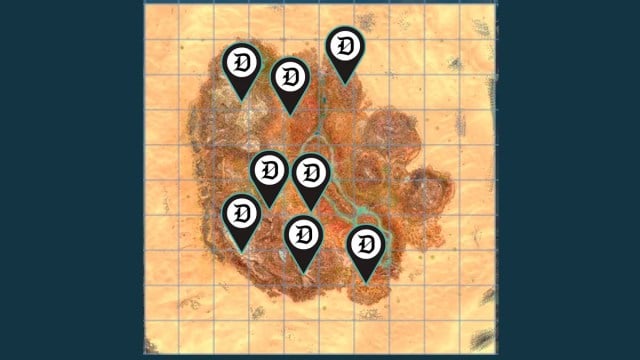 A map showing Argentavis spawn locations in Ark: Survival Ascended Scorched Earth.