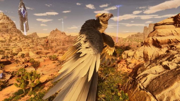 An Argentavis flying in Ark: Survival Ascended Scorched Earth.