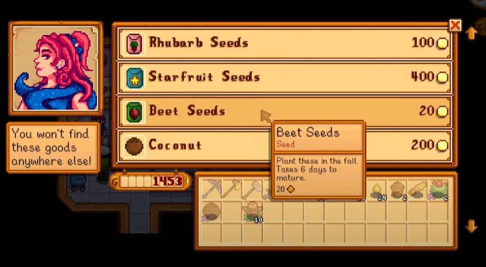 Stardew Valley: Beet Seeds in Sandy's Oasis Shop