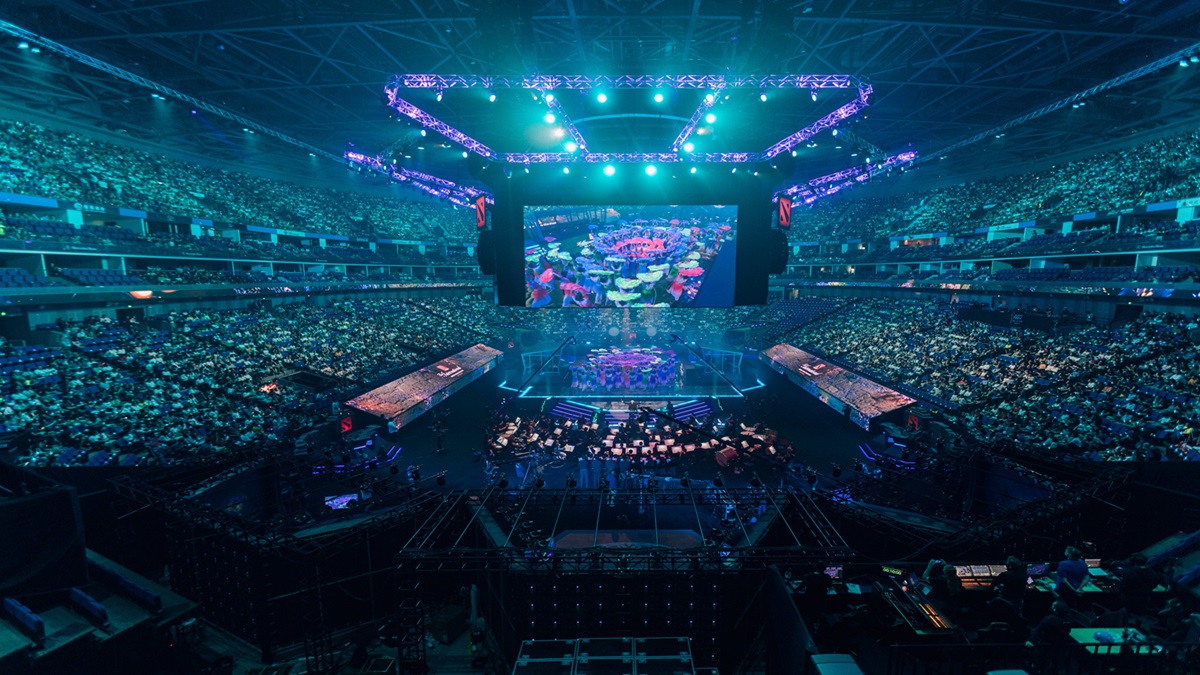 The Mercedes-Benz Arena hosting The International 9 Dota 2 tournament.