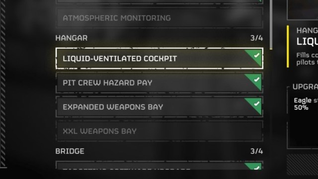 The Hangar Ship Module upgrades in Helldivers 2.