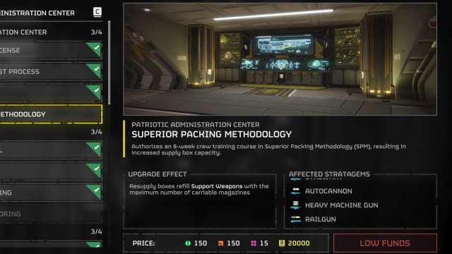 The Superior Packing Methodology upgrade in Helldivers 2.