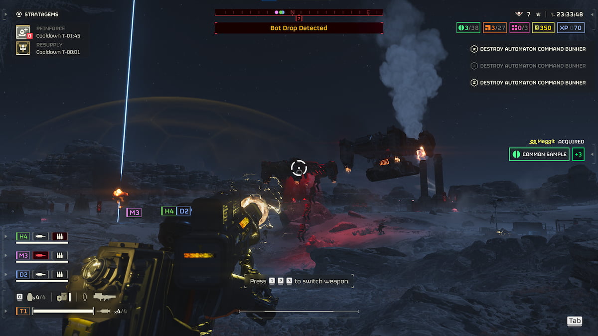 Automaton dropships sending down reinforcements in Helldivers 2
