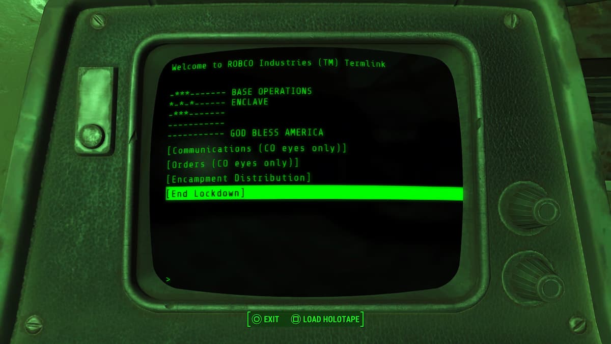 An in game image of a terminal from Fallout 4