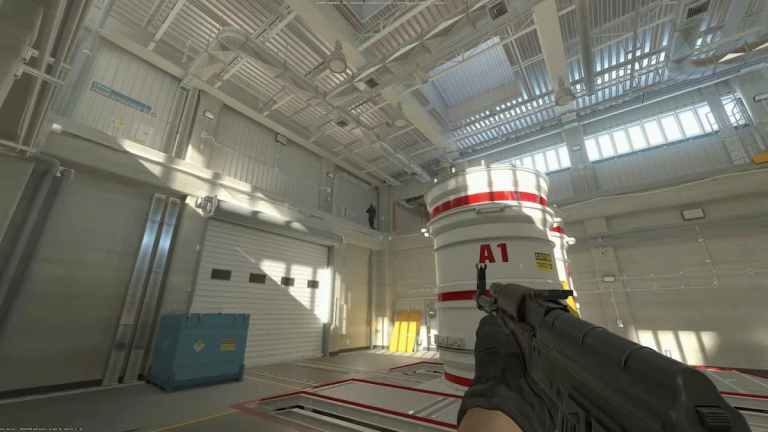 Nuke on CS2 with a player holding an AK-47