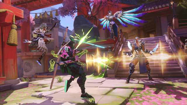 Overwatch heroes fight against each other
