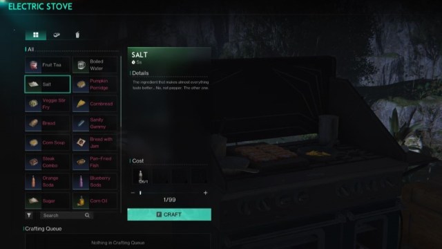 A screenshot of the Stove crafting menu in Once Human.