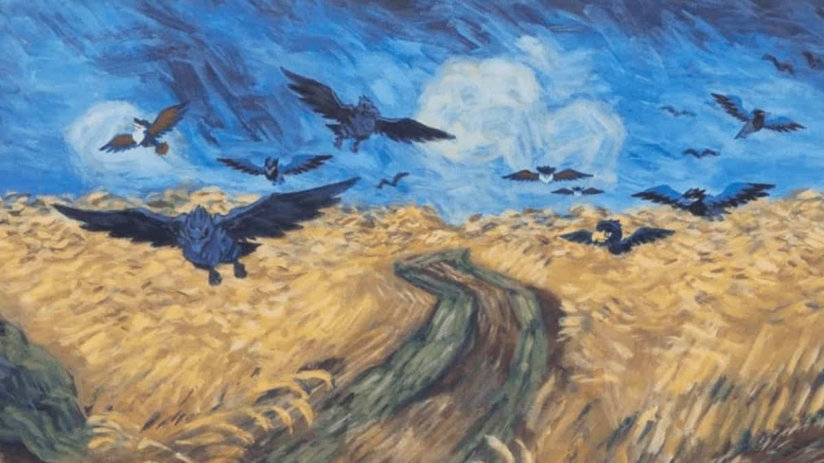 Pokémon Center × Van Gogh Museum: Corviknight Inspired by Wheatfield with Crows Playmat