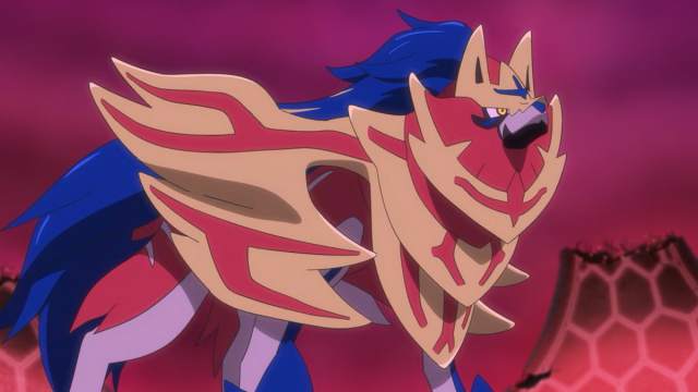 Zamazenta looking up in the Pokémon anime