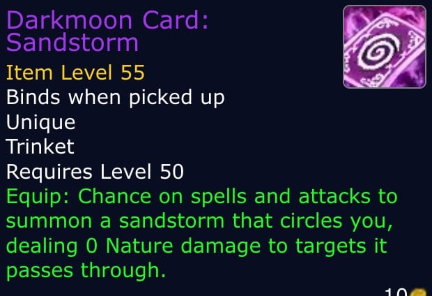 WoW SoD Sandstorm Darkmoon Card