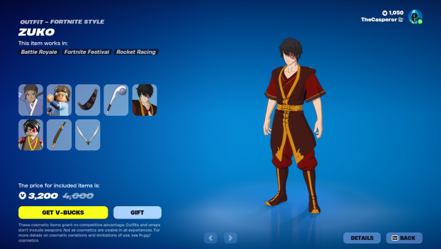 Zuko is a Fire Elementalist in Avatar and he is a Fortnite cosmetic with the newest update.