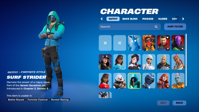 Fortnite character skin inventory
