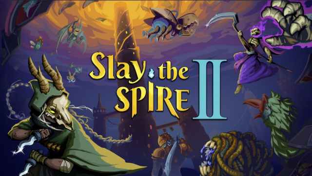 A screenshot of the Slay the Spire 2 cover art showing some of the classes and the logo