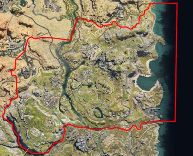 An image of the Iron River on the Once Human map with a section highlighted.