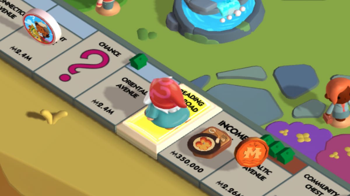 Gnome on Railroad tile in Monopoly GO