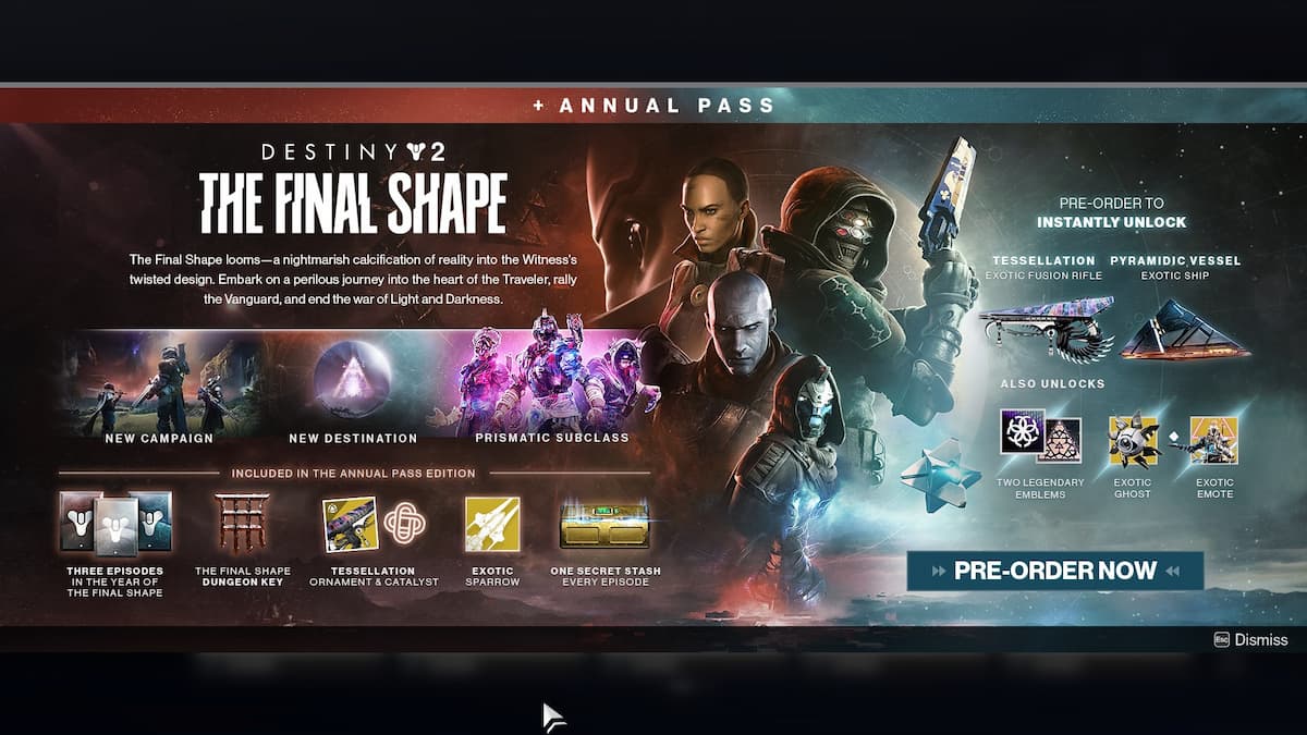 The Final Shape pre-order screen