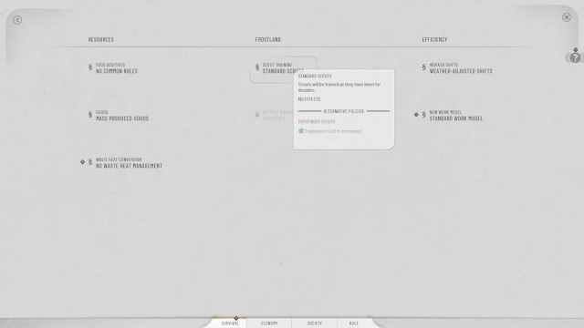 Survival tab of the Idea Tree in Frostpunk 2