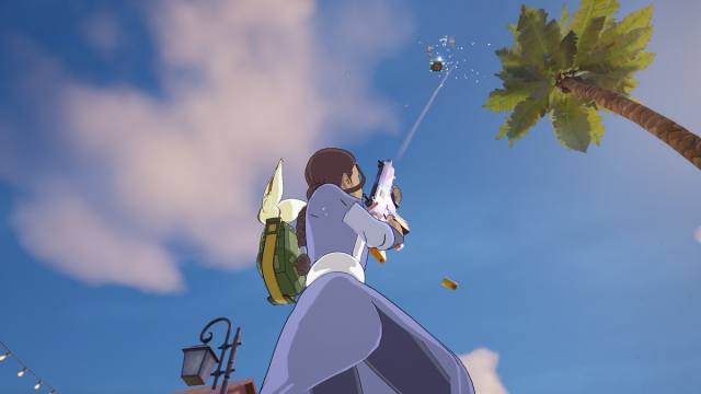 Katara shooting a Supply Drone down in Fortnite.