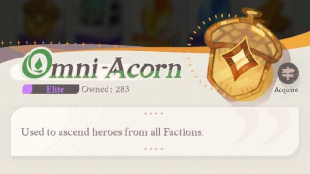 A screenshot of the Omin-Acorn and its description in AFK Journey.